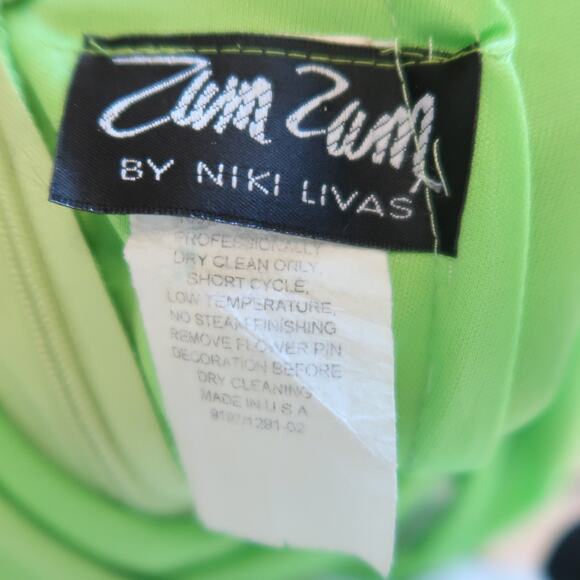 Vintage 90s Zum Zum Lime Green Draped Long Maxi Prom Dress 4 - Picture 5 of 8